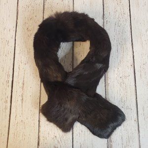 Vintage Cejon Genuine Rabbit Fur Pull Through Scarf Brown Coat Collar
